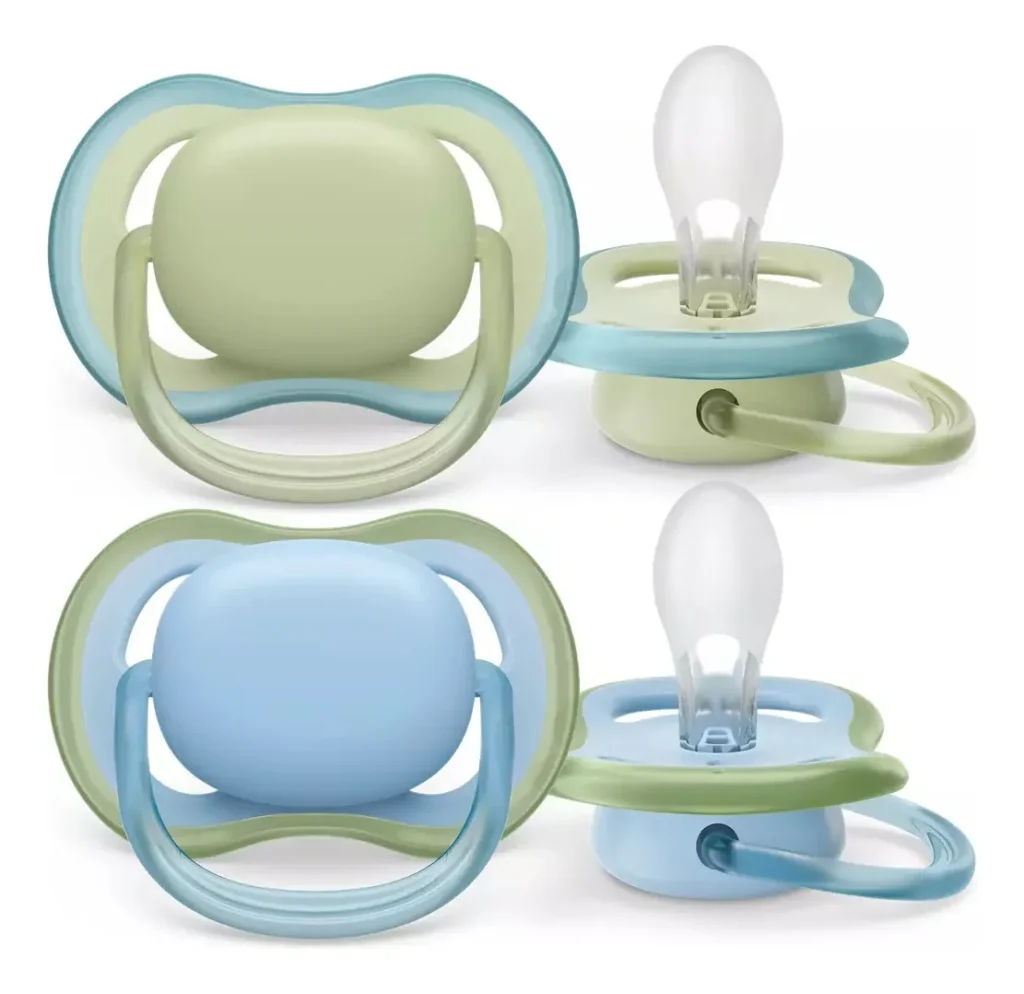 chupete philips avent ultra air color azul y verde de 0 a 6 meses x2