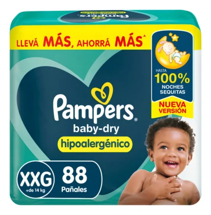 pañal pampers baby dry hipoalergenico xxg x88